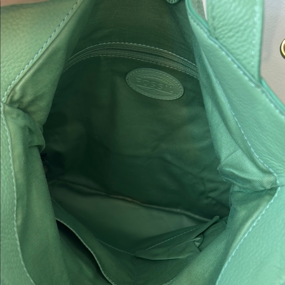 Fossil Green Leather Fold-over Shoulder Bag - Picture 9 of 11